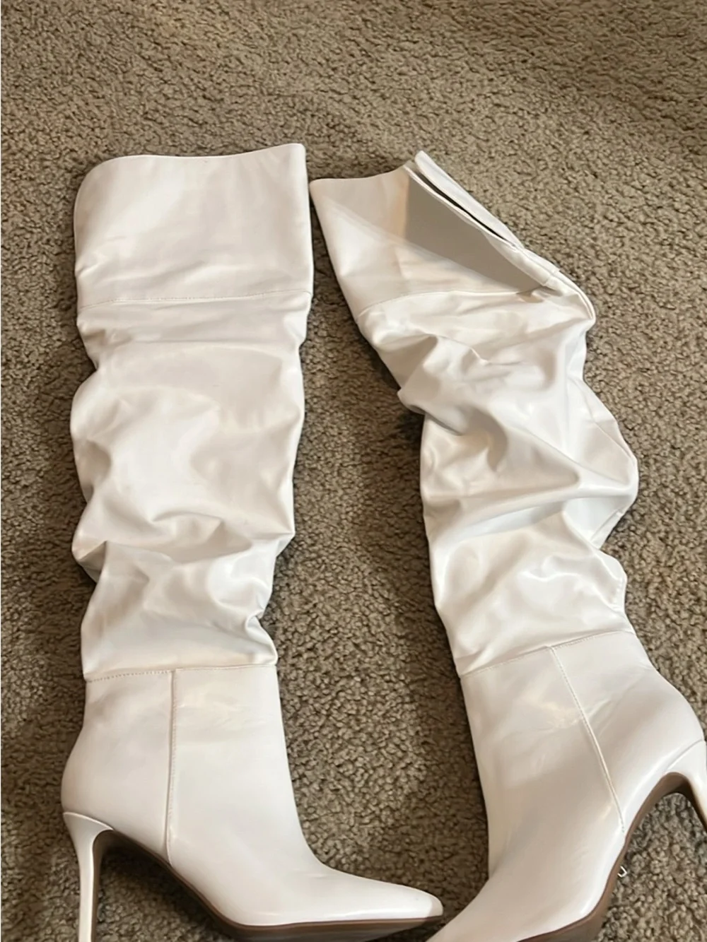 Dream Pairs White Over-the-Knee Pointed Toe Stiletto Boots